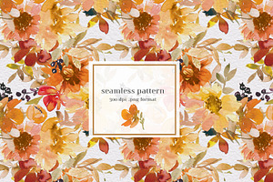 Watercolor Fall Floral Clipart