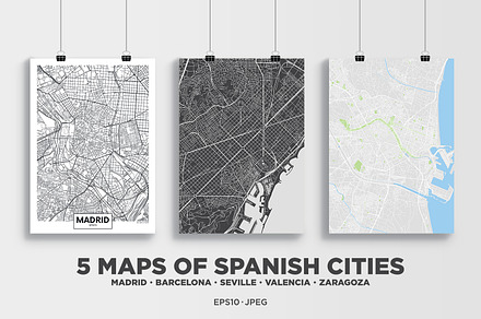 5 maps of Spanish cities, an Illustration by MaximGertsen