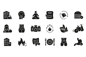 Health and Wellness Lifestyle Icons, a Food Illustration by Vector Creator