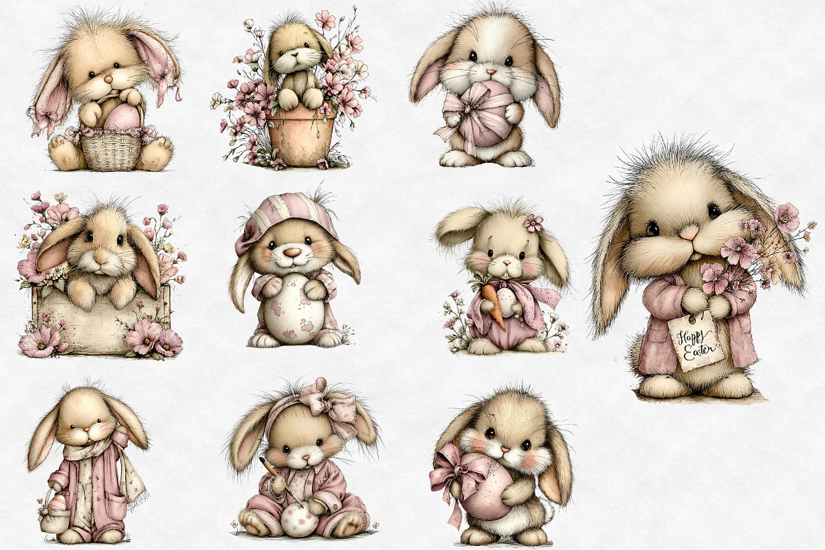 Whimsical Easter Bunny Clipart, an Illustration by Designworld (Photo 4 of 6)