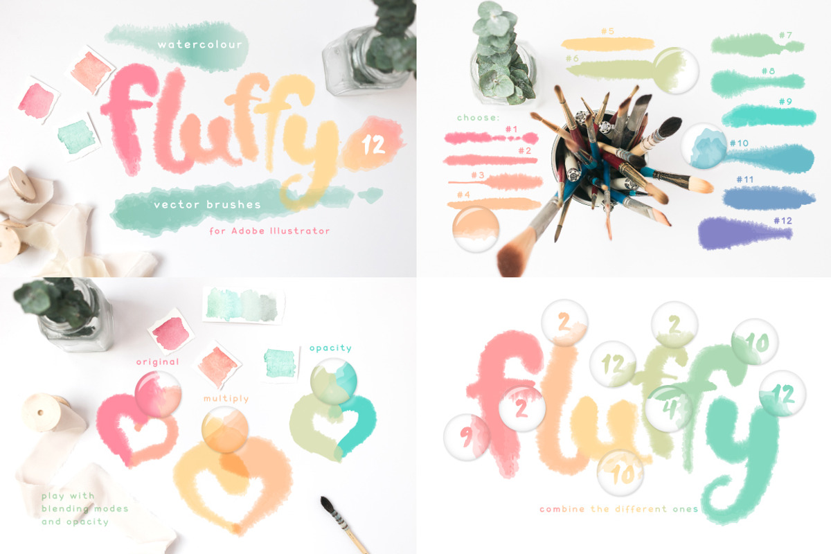 90 Watercolor Brushes BUNDLE preview 2
