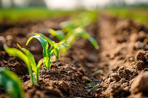 Young corn seedlings in furrowed soil, a Nature Photo by AlyaAnd