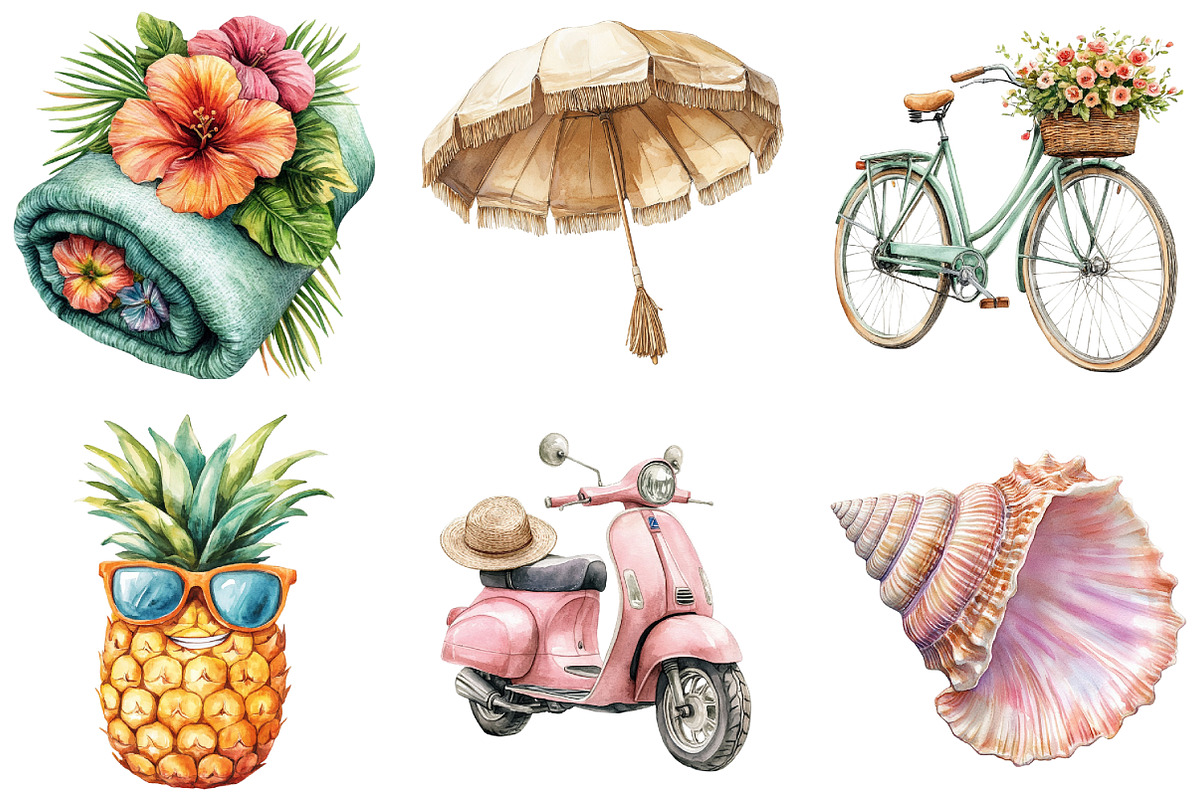 Summer Vacation Clipart, an Illustration by Libby Wishes (Photo 2 of 4)