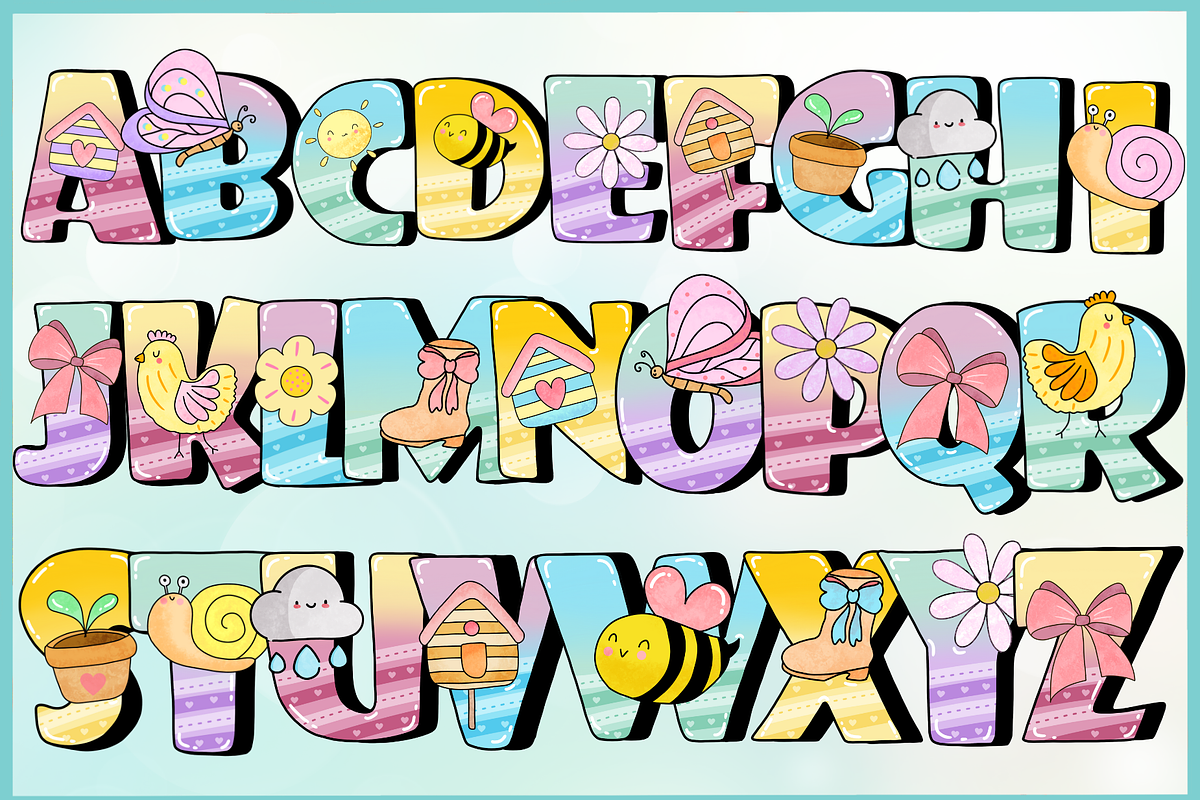 Spring Pastel-PNG fonts, a Font by It me digital art (Photo 2 of 7)
