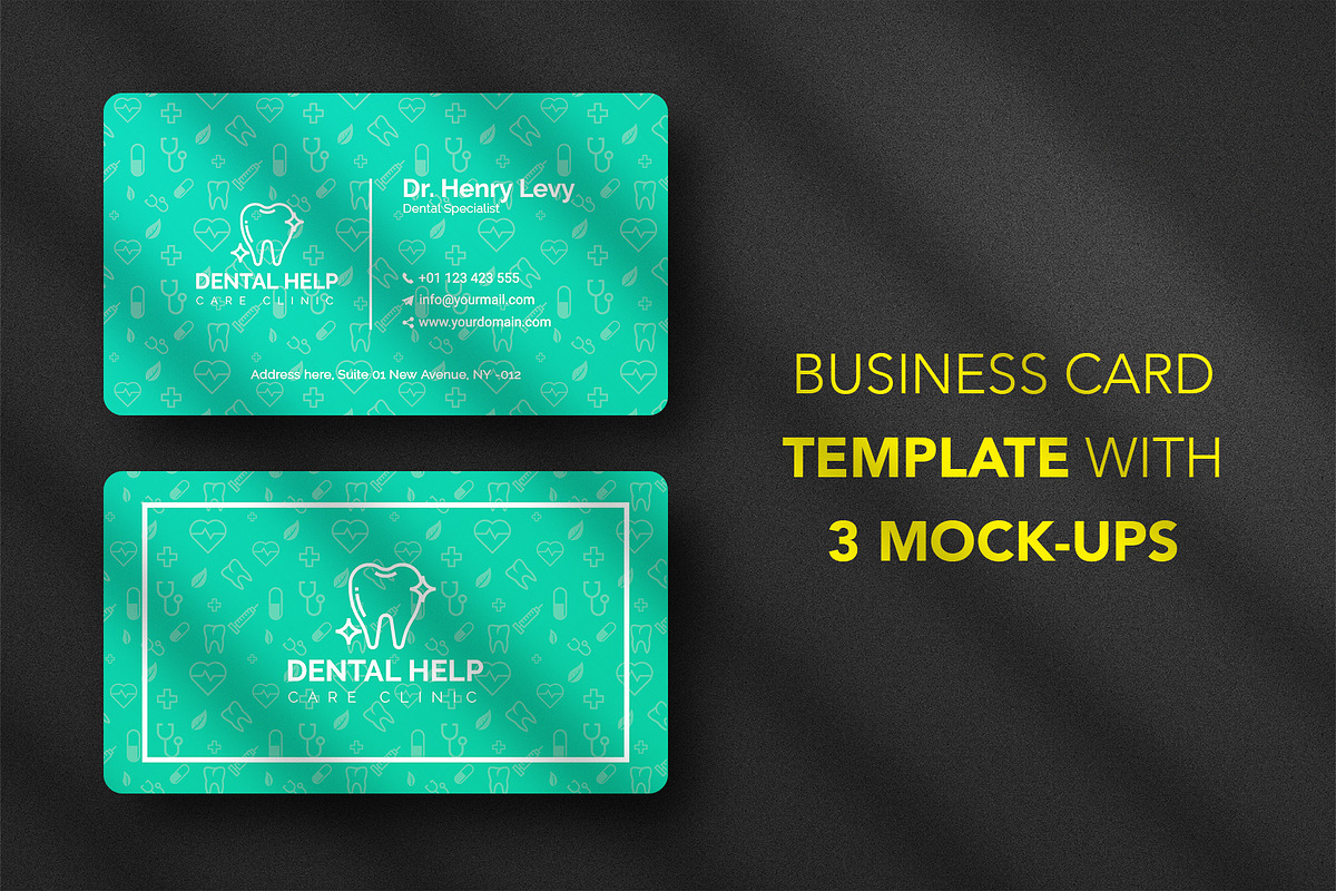 Dental Business card & 3 Mock-up, a Business Card Template by Smashing_Studio (Photo 1 of 10)