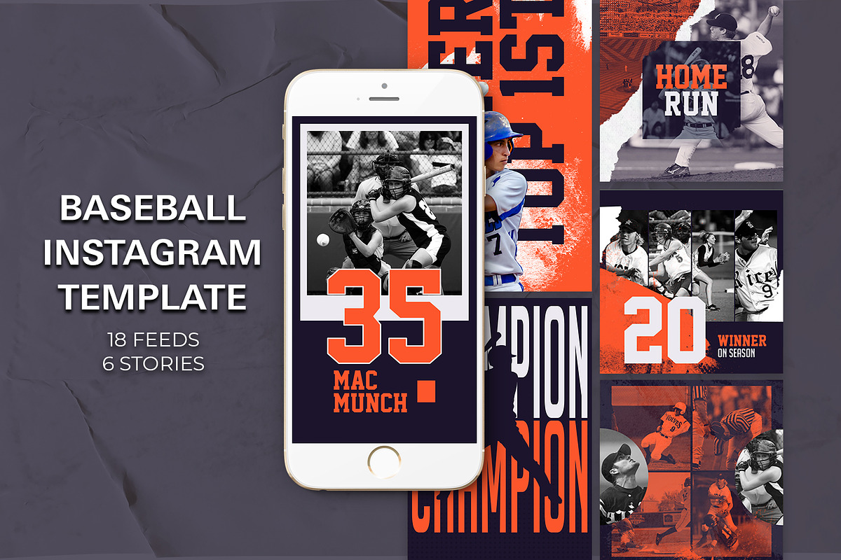 Baseball Instagram Templates, a Social Media Template by Azruca (Photo 1 of 11)