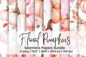 Floral Pumpkin Seamless, an Illustration by Mashimara