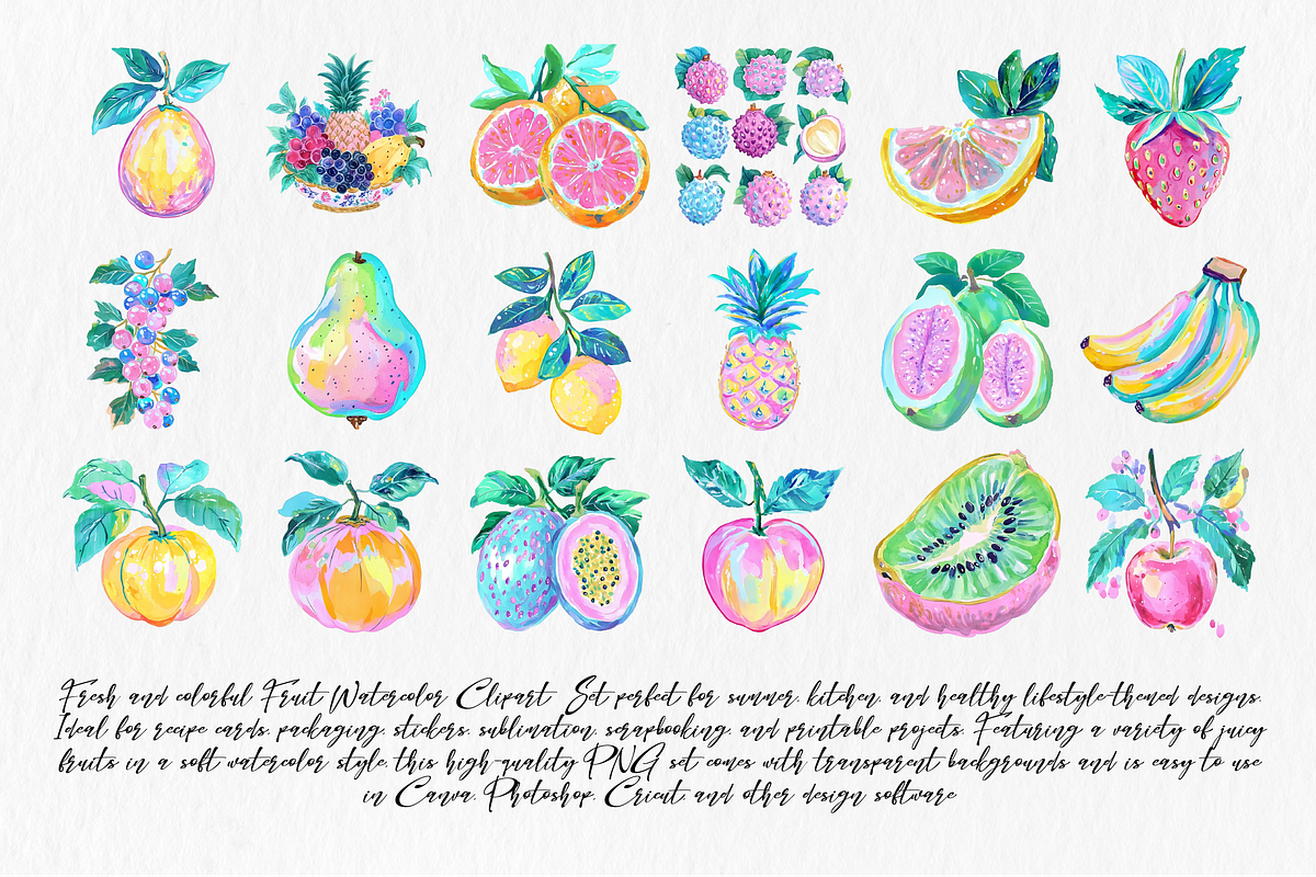 Fruit watercolor clipart PNG, an Illustration by Libby Wishes (Photo 2 of 7)