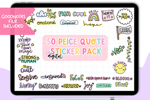 50 Quote Sticker Pack Goodnotes