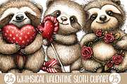 Whimsical Valentine Sloth Clipart, an Illustration by Designking (Thumbnail 1 of 5)