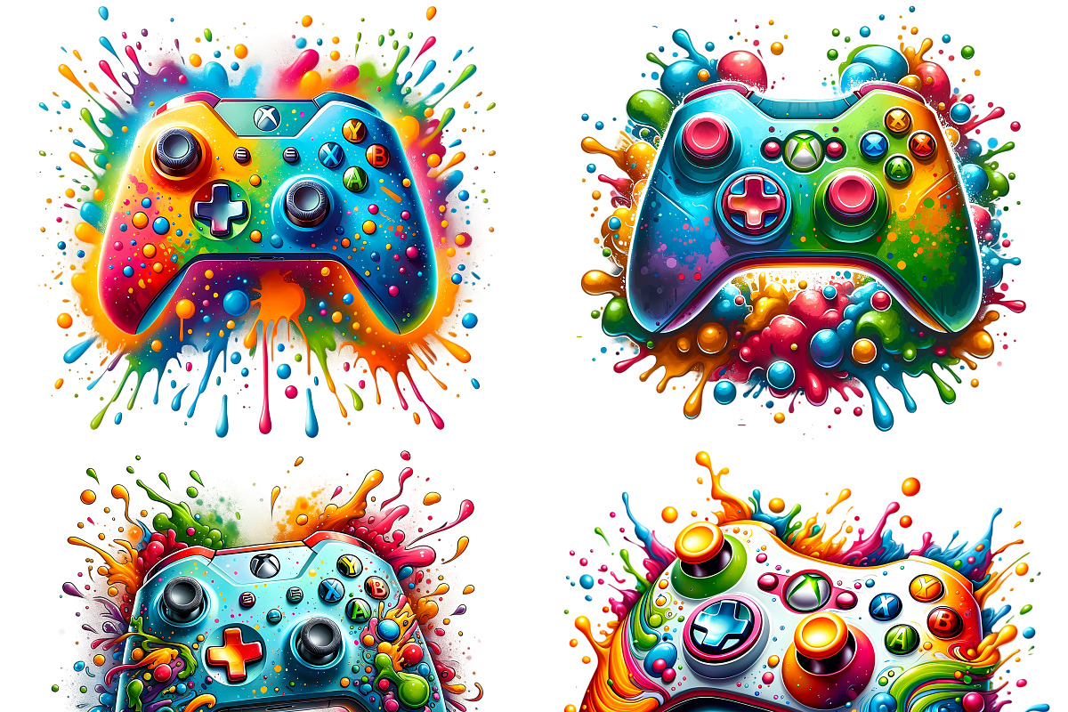 Color Splash Game Controller Set, a Technology Illustration by DoubleTwists (Photo 2 of 5)