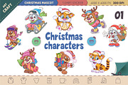 Set of Christmas characters 01, an Animal Illustration by KENO Mascots (Thumbnail 1 of 4)