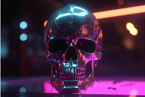 Cyberpunk Skull Neon. Generate Ai