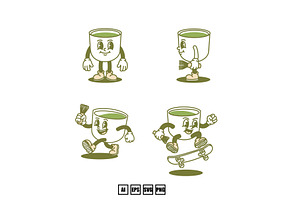Set Mascot Matcha, a Food Illustration by kalehstudio