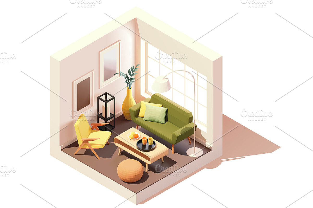 Vector isometric rooms, a Decorative Illustration by tele52 (Photo 21 of 23)