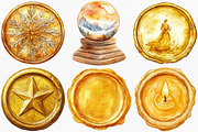 Watercolor Christmas Golden Wax Seal, an Illustration by Canvas Craft (Thumbnail 2 of 8)