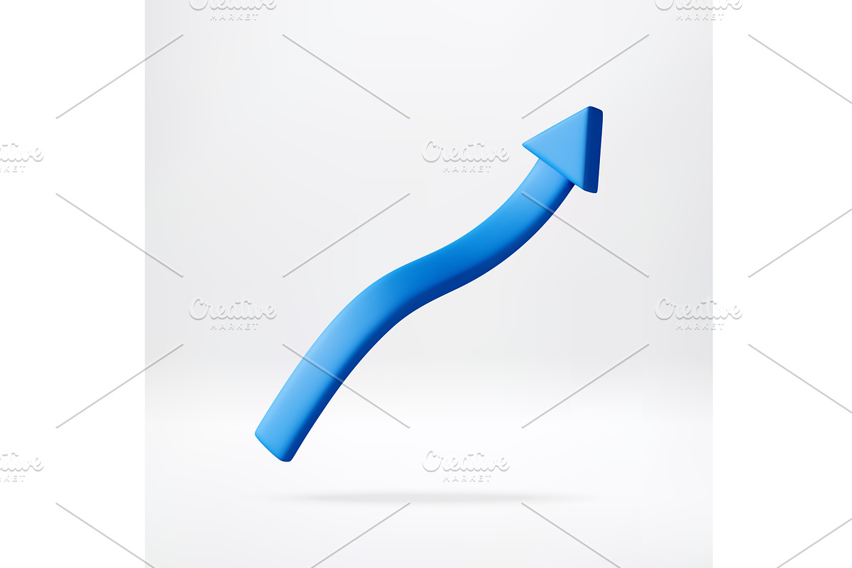 3D Blue arrow rising upward showing, an Object Illustration by Abscent