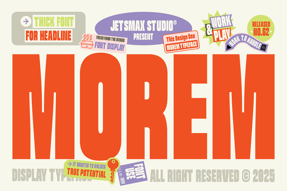 Morem Display Typeface, a Sans Serif Font by Jetsmax® Studio (Photo 1 of 9)