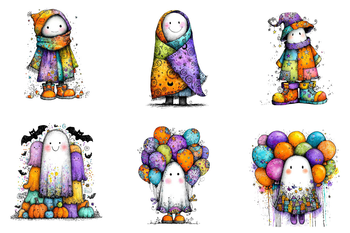 Cute Halloween Ghost Clipart, an Illustration by CreationArt (Photo 4 of 5)