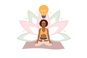 Woman practicing meditation in lotus, an Object Illustration by YummyBuum
