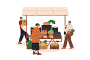 Farmers market stalls set + banners, a Food Illustration by Good Studio (Thumbnail 6 of 11)