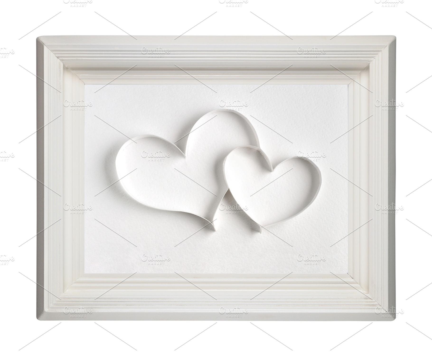 Paper hearts in picture frame