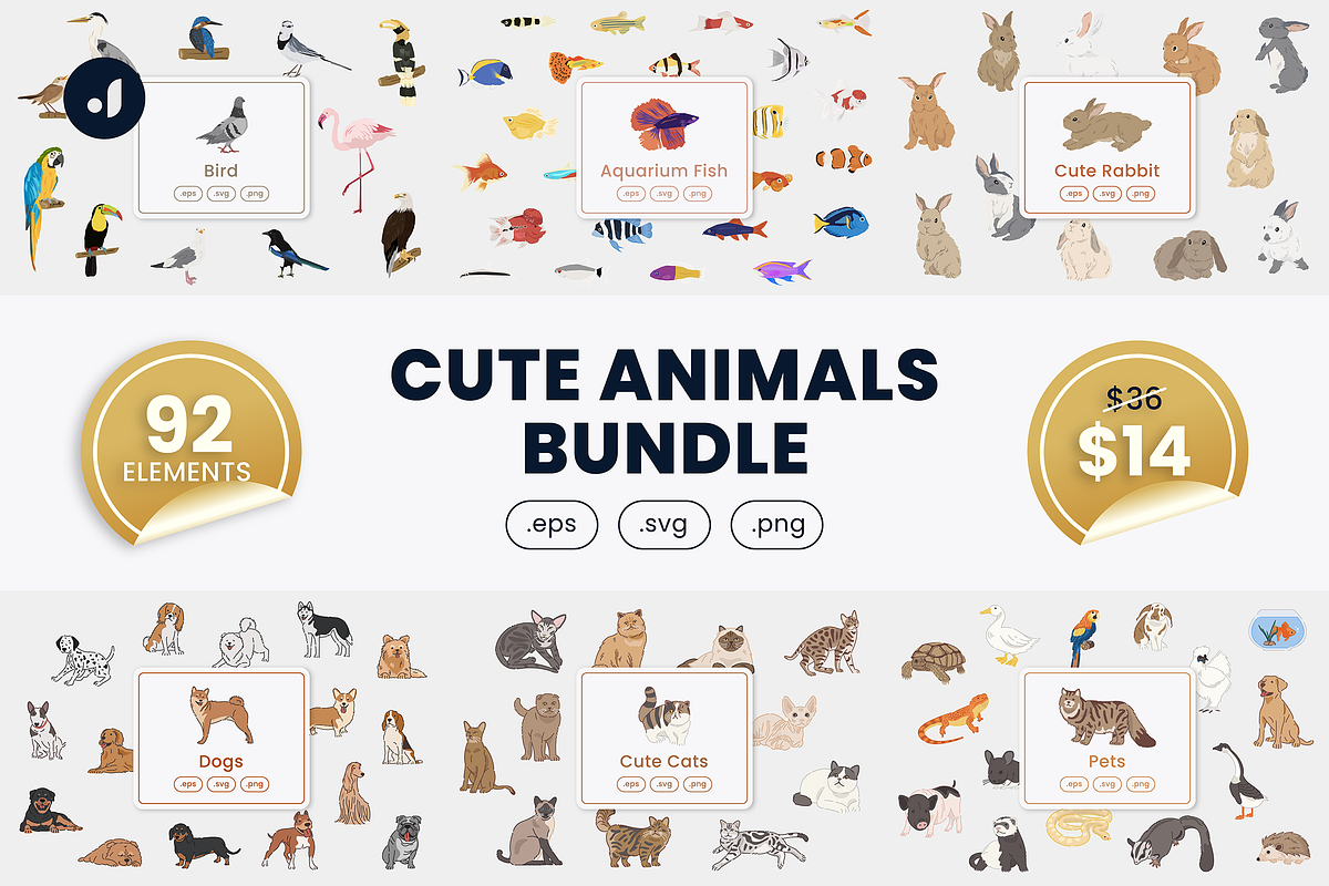 Cute Animals Bundle, an Object Graphic by Jump Studio (Photo 1 of 20)