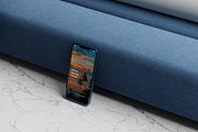 iPhone 14 on the Background Mockup, an iPhone Mockup by 2M GRAPHICS DESIGN (Thumbnail 6 of 7)