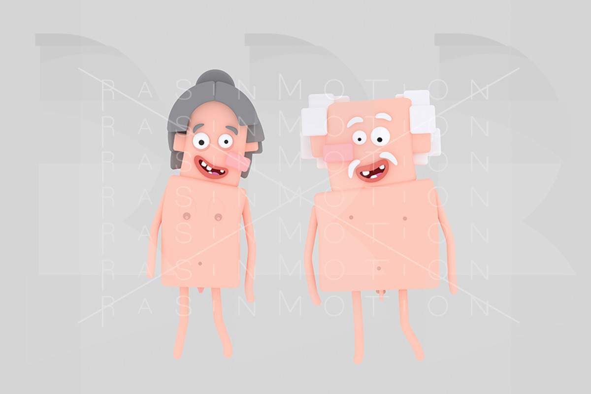 Nude old couple, an Illustration by rasinmotion