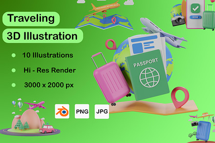 Traveling 3D Illustration, a Light 3D Model by novia99design