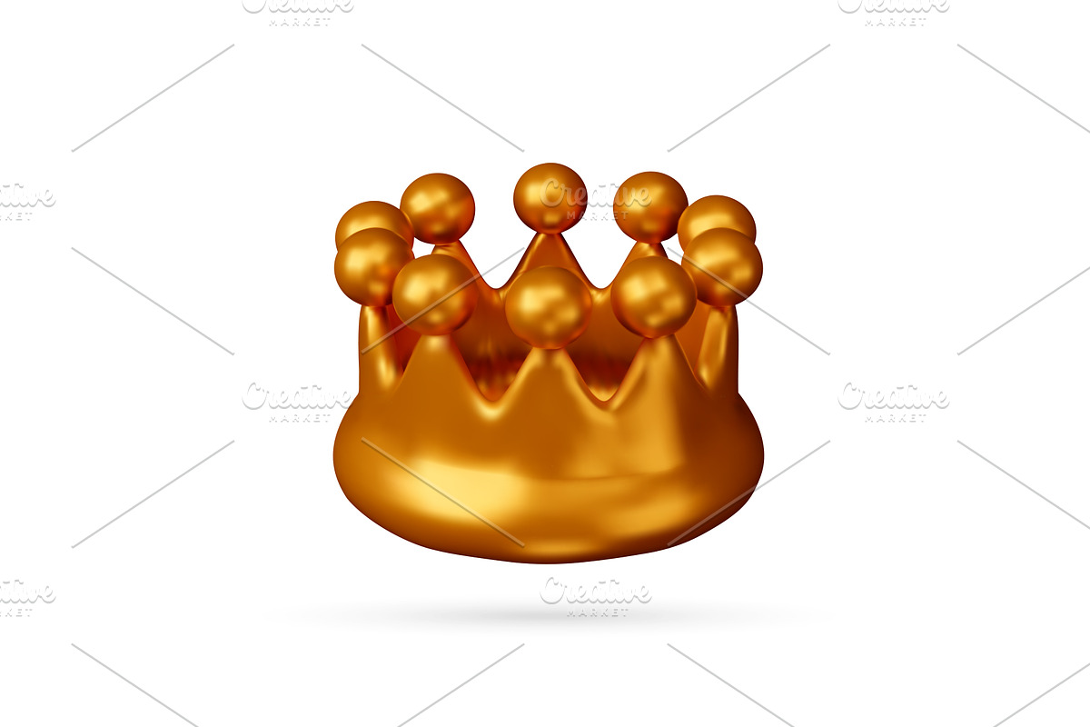 Gold 3d crown icon symbol, an Object Illustration by Abscent