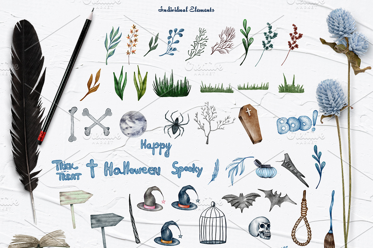 Halloween Watercolor Set, a Seasonal Illustration by BarvArt (Photo 16 of 21)