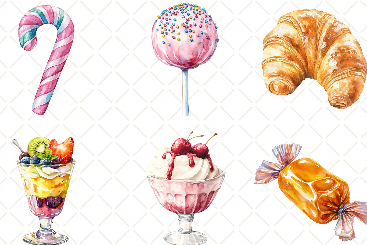 Watercolor Pastel Sweets Clipart, an Illustration by Black Bird Studio (Photo 3 of 6)