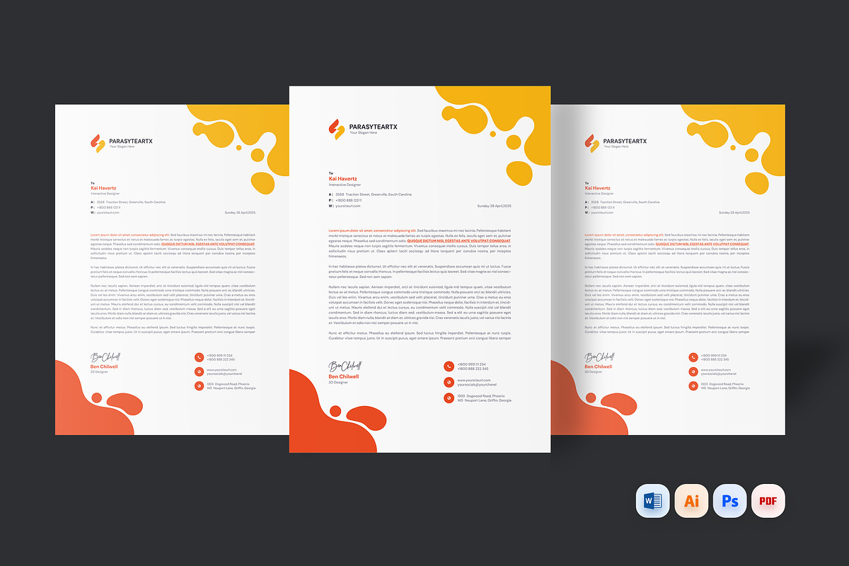 Modern Letterhead, a Resume Template by iDoodle Studio (Photo 1 of 4)