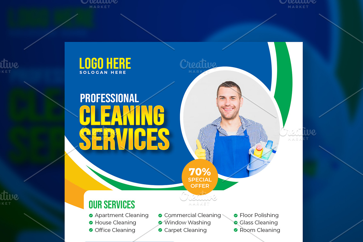 Cleaning Service Social Media Bundle, a Social Media Template by gstudiovect21 (Photo 3 of 10)