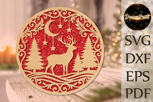 Christmas Reindeer Forest SVG, an Object Graphic by DreamPrint404