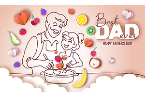 Happy Fathers Day holiday card. Dad, a Person Illustration by Valenty