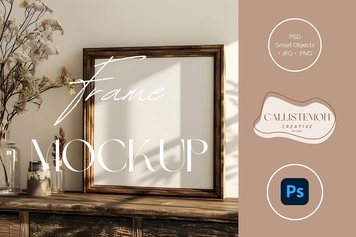 Rustic 1:1 Frame Mockup FR-RU-002, a Household Mockup by Callistemon Creative (Photo 1 of 8)