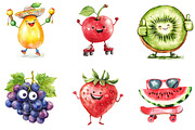 Funny Fruit Watercolor Clipart Bundl, an Illustration by DreamArtGraphic (Thumbnail 3 of 4)