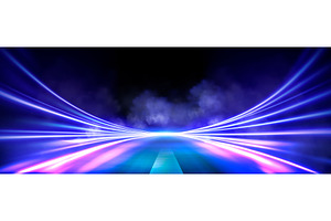 Dynamic road motion, neon light, an Illustration by art PVP - market