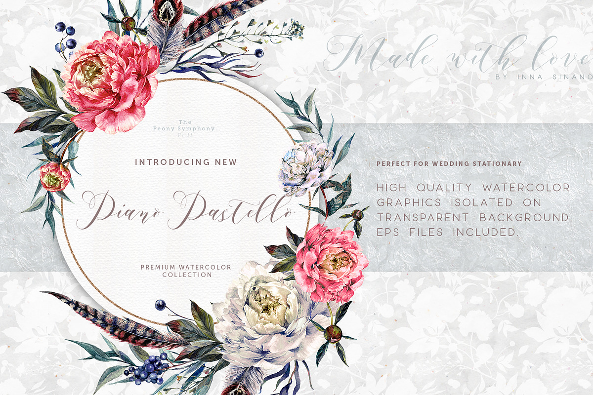 Piano Pastello | Peony Symphony II, a Decorative Illustration by Inna Sinano (Photo 11 of 12)