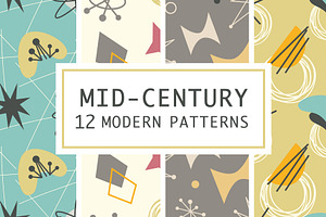 12 Mid Century 1950s Atomic Patterns