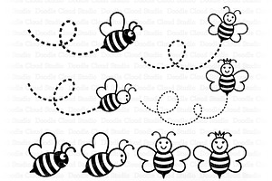 Cute Bee SVG, Cute Queen Bee SVG., an Illustration by Doodle Cloud Studio