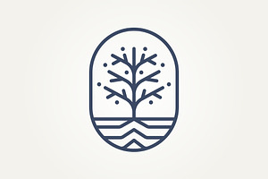 nature tree line art badge icon logo, a Branding & Logo Template by Blazybone