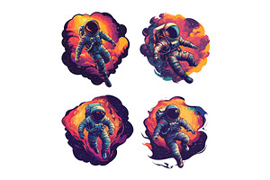 Cartoon cosmonaut in outer space, an Object Illustration by Stock-Smart-Start