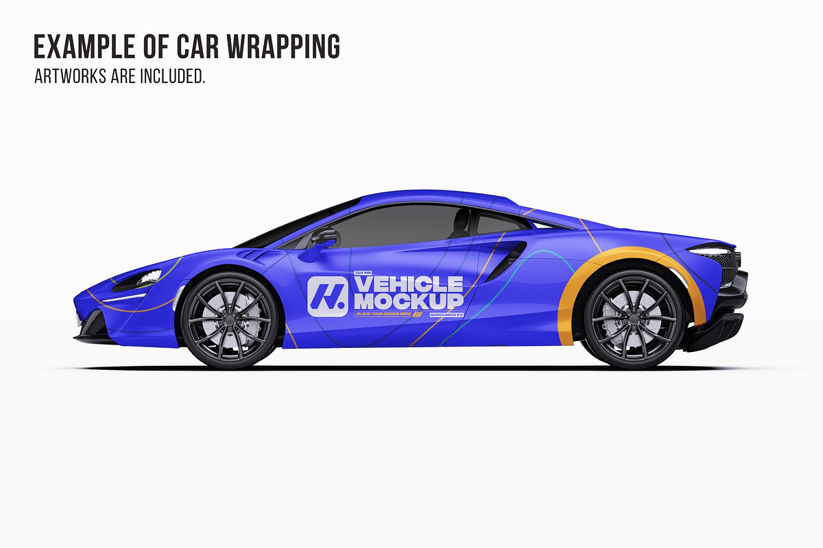 Hybrid Supercar Sport Coupe Set, an Advertising Mockup by Halal Graphic Studio (Photo 7 of 12)