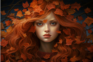 Creative Autumn Leaves Fall Girl