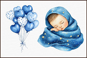 Navy Sky Blue Baby Nursery Clipart, an Illustration by Sublimation Artist (Thumbnail 3 of 6)