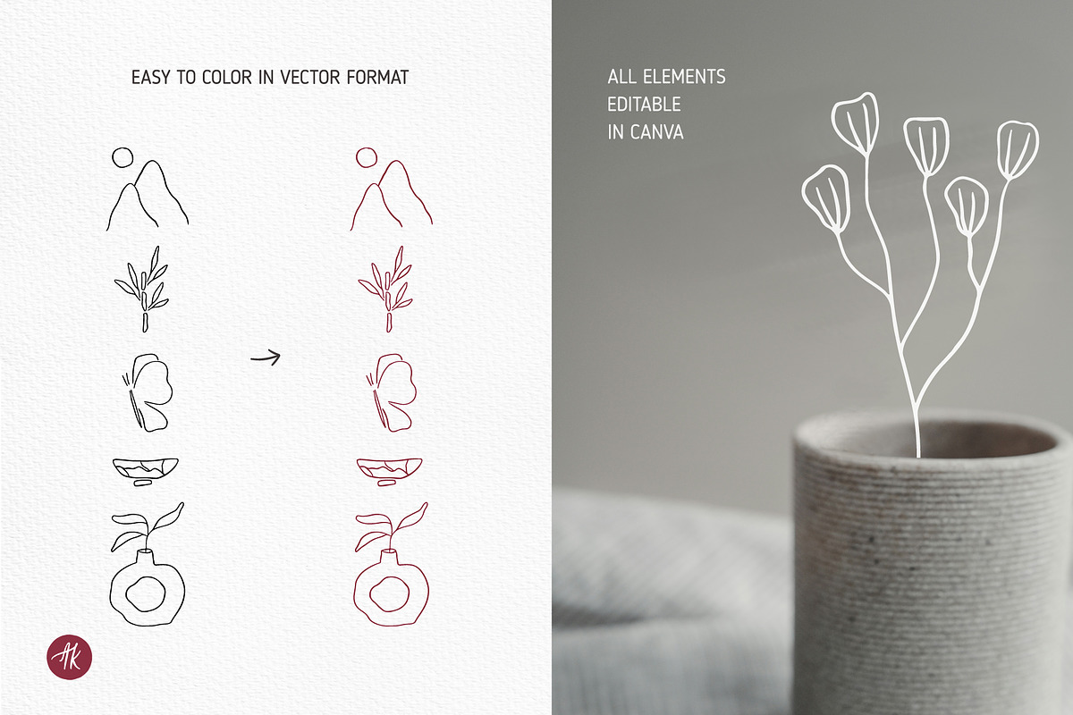 Ikigai Mindful Line Art Set, an Object Illustration by Alena Koval (Photo 6 of 16)