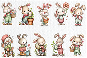 Easter Bunny Gardener Clipart, a Seasonal Illustration by HueNestify (Thumbnail 2 of 3)